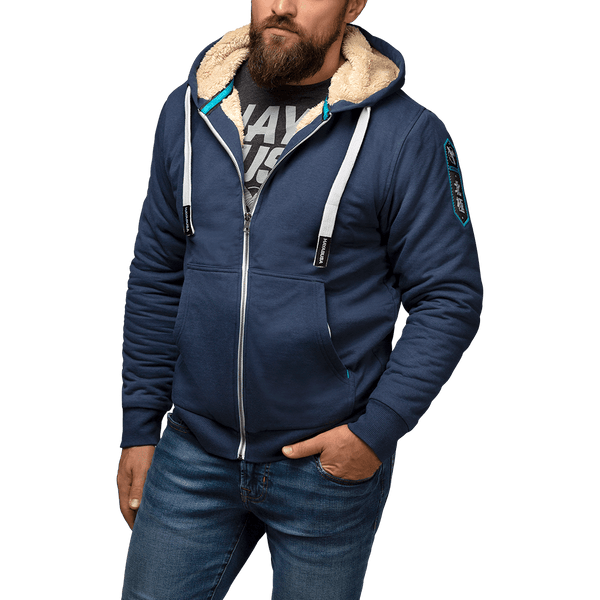 Glamsia fresh groove heavyweight sherpa clearance lined full zip men's fleece hoodie